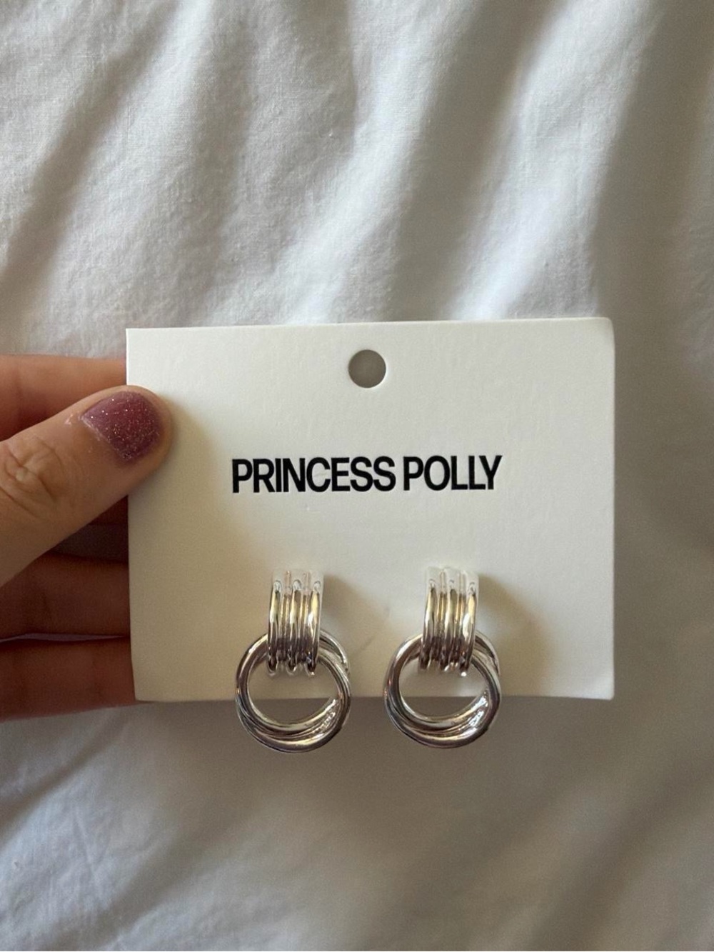 Princess Polly Silver Triple-Loop Hoop Earrings